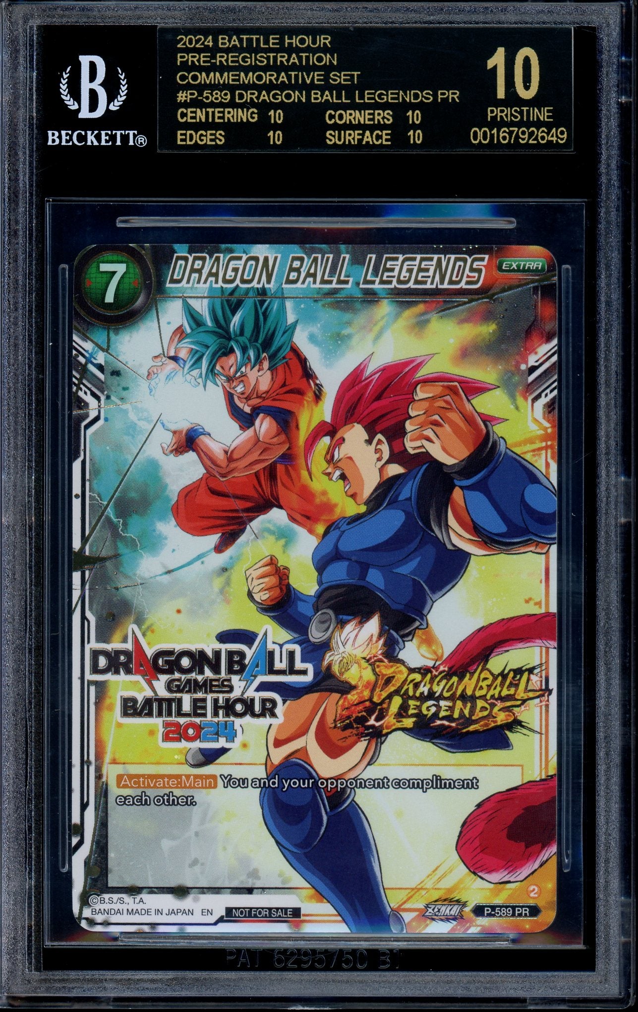 2024 Dragon Ball Super Battle Hour Pre-Registration Dragon Ball Legends Promo BGS 10 PRISTINE BL