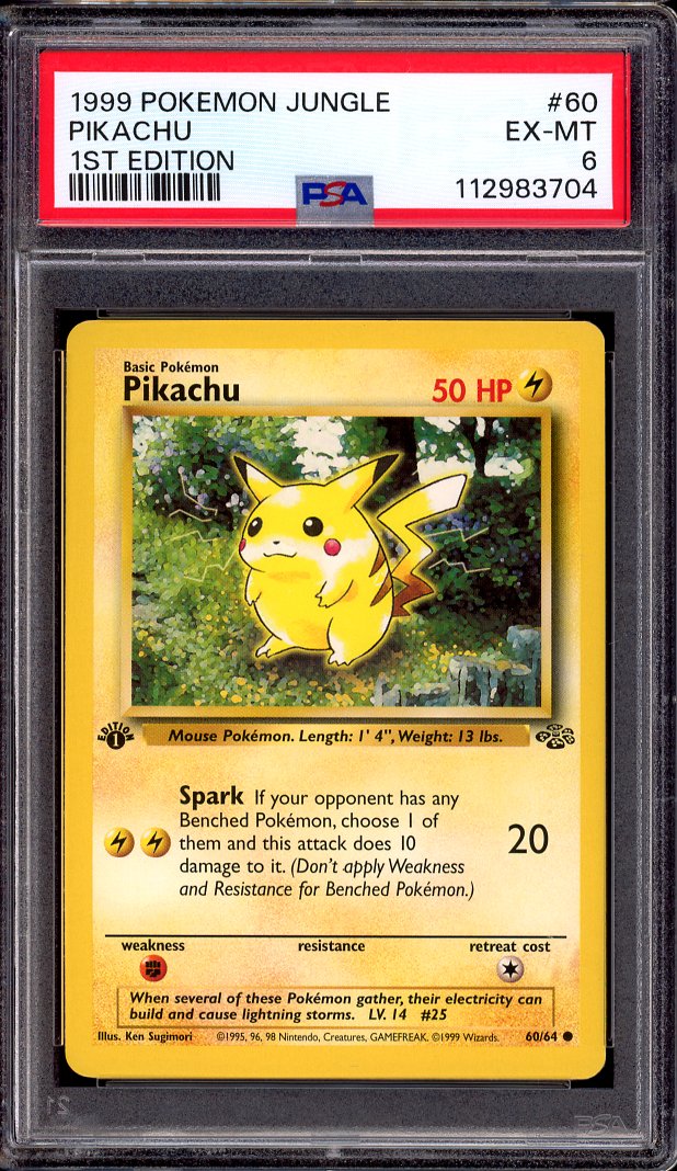 1999 Pokémon Jungle 1st Edition Pikachu #60 PSA 6 EX-MT