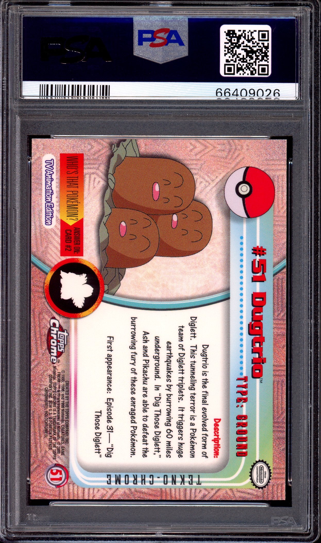 2000 Pokémon Topps Chrome Tekno Dugtrio #51 PSA 10 GEM MINT