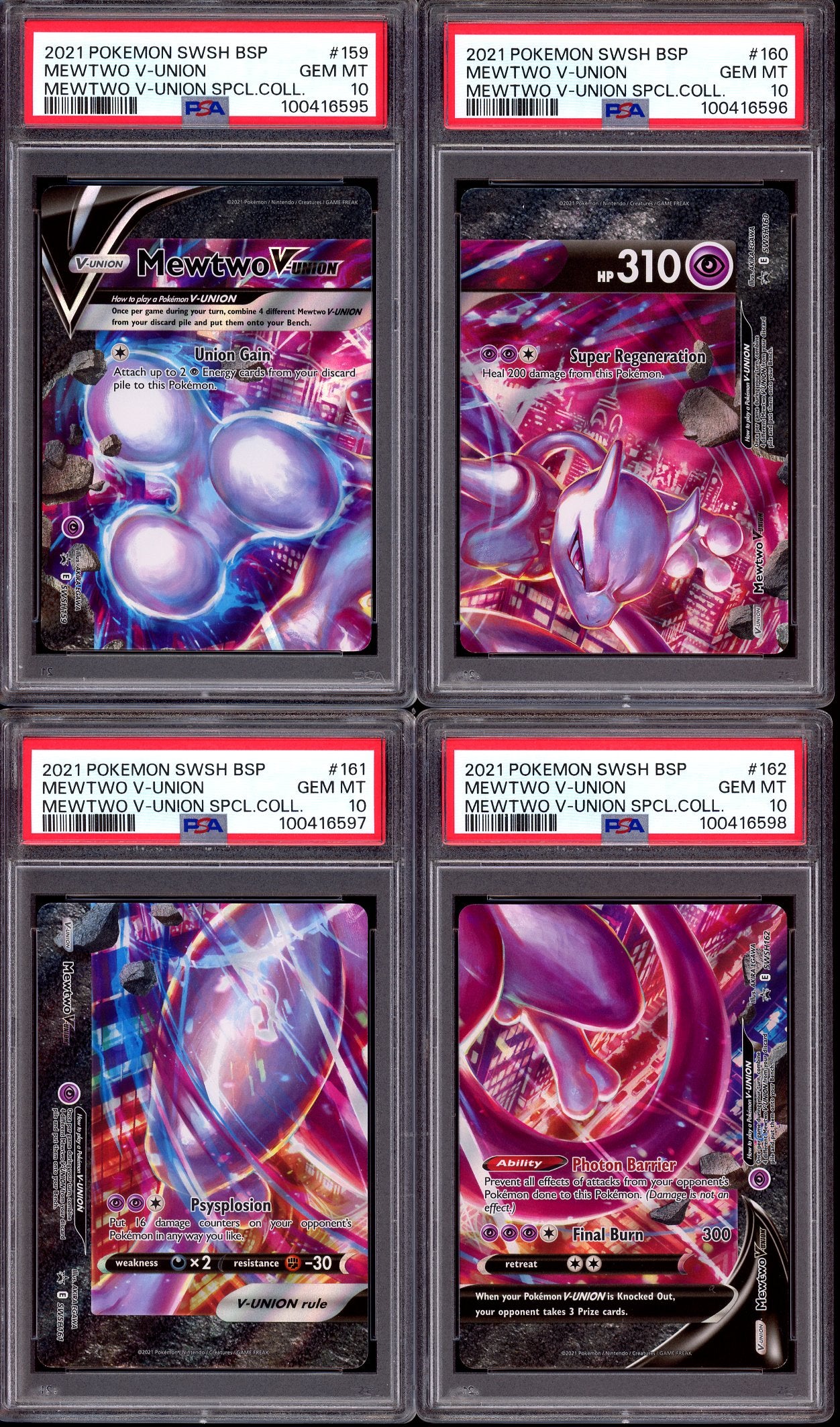 2021 Pokémon SWSH Black Star Promo Mewtwo V-Union Sequential Set PSA 10 GEM MINT