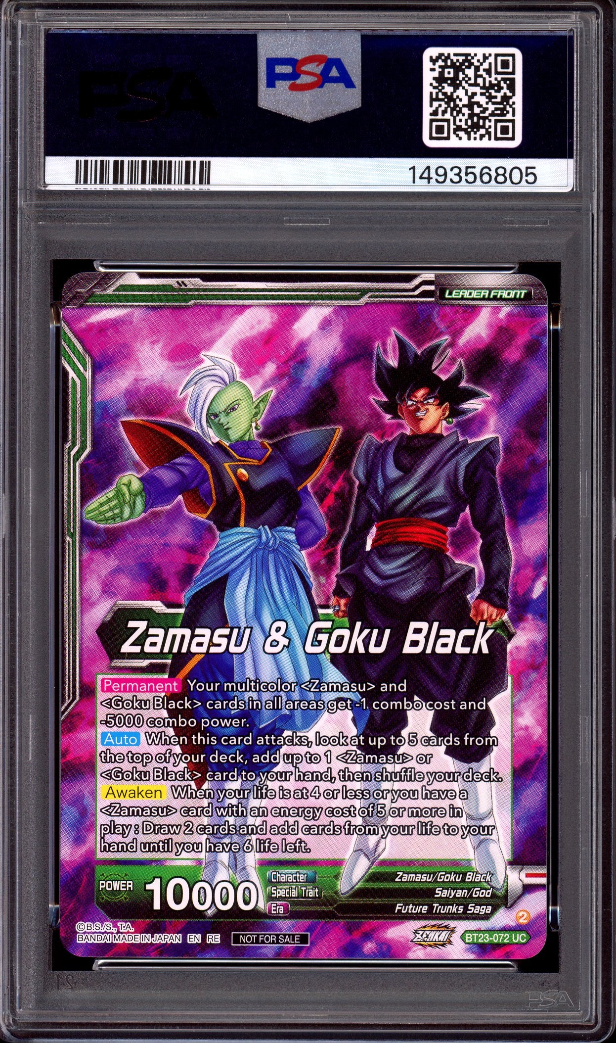 2024 Dragon Ball Super Masters Worlds Zenkai 06 Leader Set Zamasu & SS Rose Goku Black, Humanity's Destruction #BT23-072 PSA 10 GEM MINT