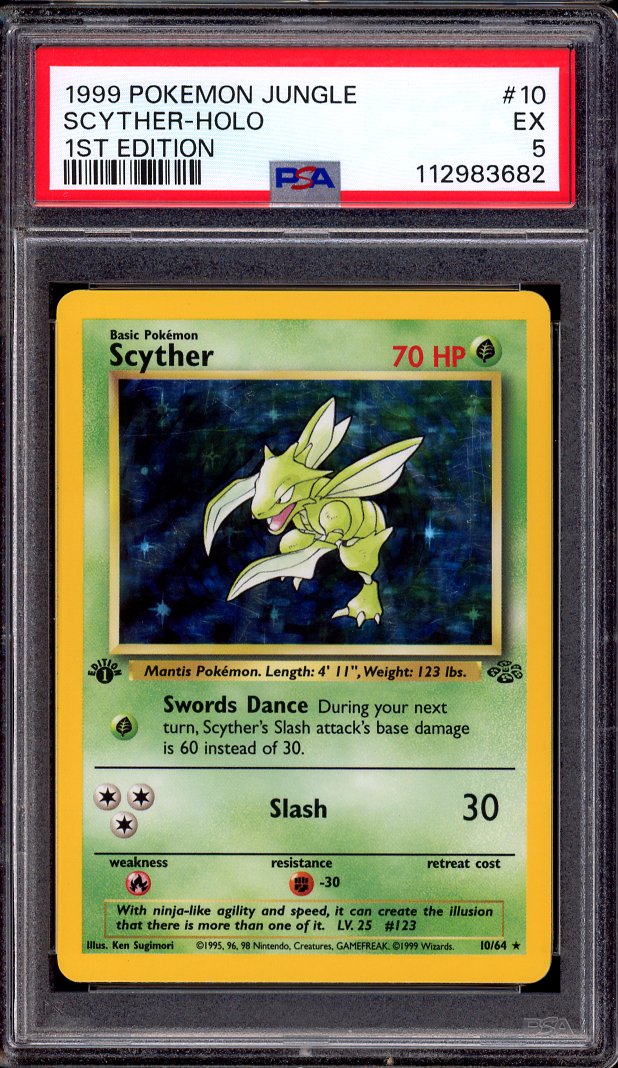 1999 Pokémon Jungle 1st Edition Scyther-Holo #10 PSA 5 EX