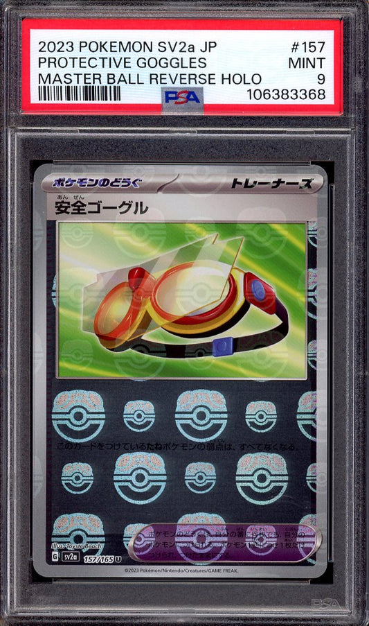 2023 Pokémon Japanese SV2a Master Ball Reverse Holo Protective Goggles #157 PSA 9 MINT