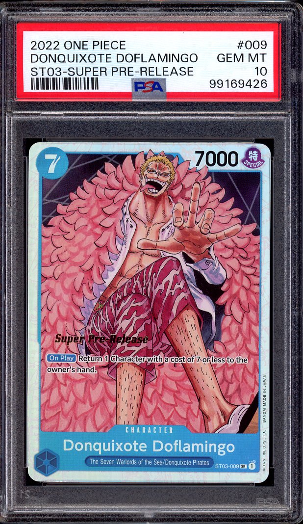 2022 One Piece ST03 Super Pre-Release Donquixote Doflamingo #009 PSA 10 GEM MINT