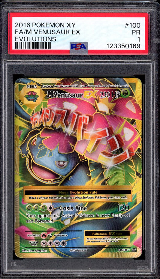 2016 Pokémon XY Evolutions Full Art Venusaur EX #100 PSA 1 POOR