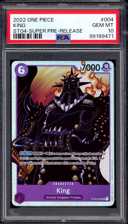 2022 One Piece ST04 Super Pre-Release King #004 PSA 10 GEM MINT