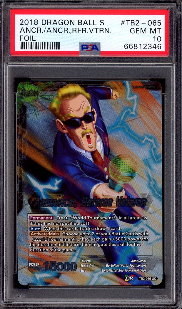 2018 Dragon Ball Super WMAT Announcer, Referee Veteran Foil PSA 10 GEM MINT