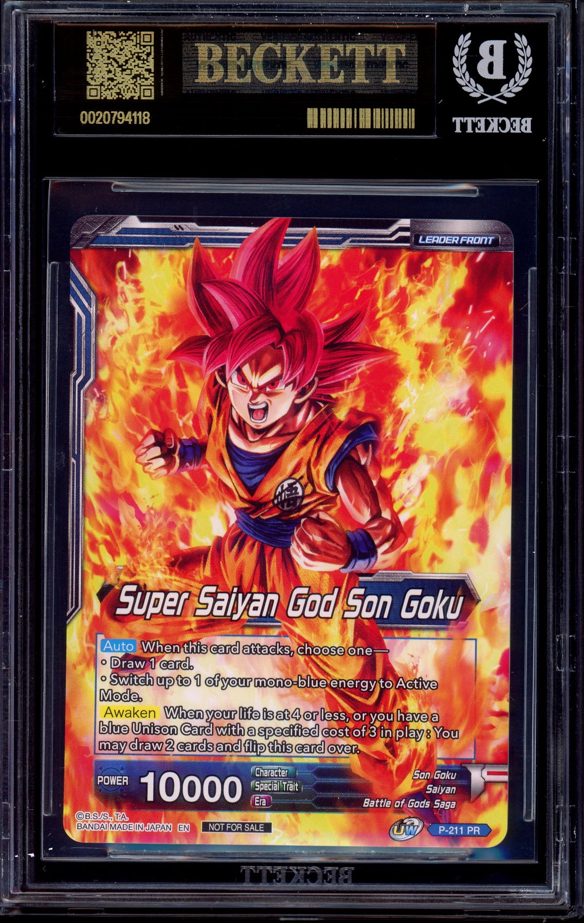 2020 Dragon Ball Super UW Pre-Release Volume 1 Winner SSGSS Son Goku, Soul Striker Reborn #P-211 BGS 10 BLACK LABEL