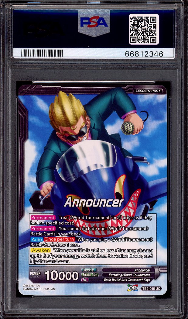 2018 Dragon Ball Super WMAT Announcer, Referee Veteran Foil PSA 10 GEM MINT