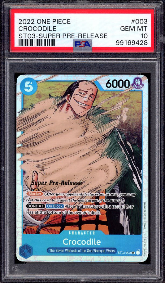 2022 One Piece ST03 Super Pre-Release Crocodile #003 PSA 10 GEM MINT