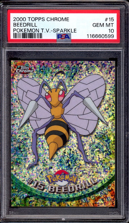 2000 Pokémon Topps Chrome Sparkle Beedrill #15 PSA 10 GEM MINT