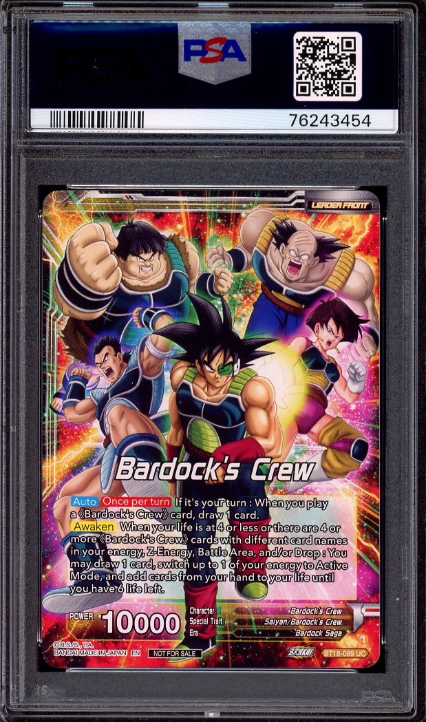 2022 Dragon Ball Super Final Championship Alternate Art Leader Top 3 Bardock, Inherited Will #BT18-089 PSA 10 GEM MINT