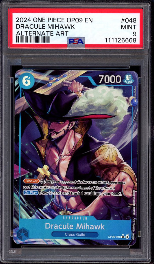 2024 One Piece OP09 Alternate Art Dracule Mihawk #48 PSA 9 MINT