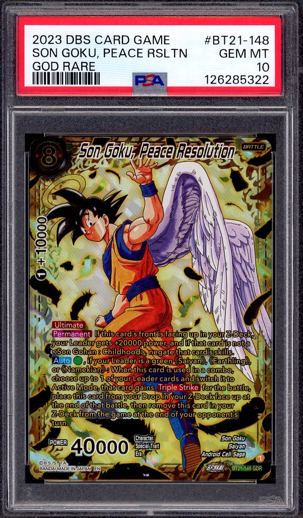 2023 Dragon Ball Super Wild Resurgence God Rare Son Goku Peace Resolution GDR PSA 10 GEM MINT