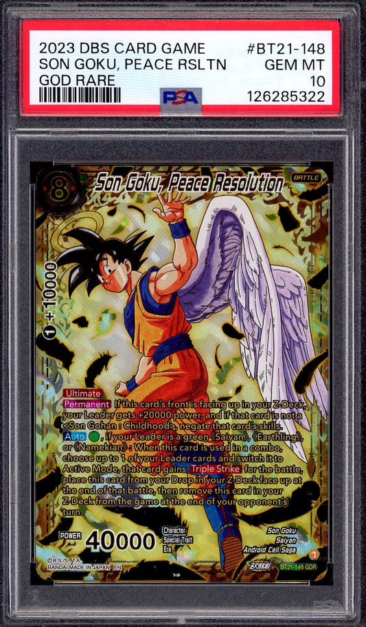 2023 Dragon Ball Super Wild Resurgence God Rare Son Goku Peace Resolution GDR PSA 10 GEM MINT