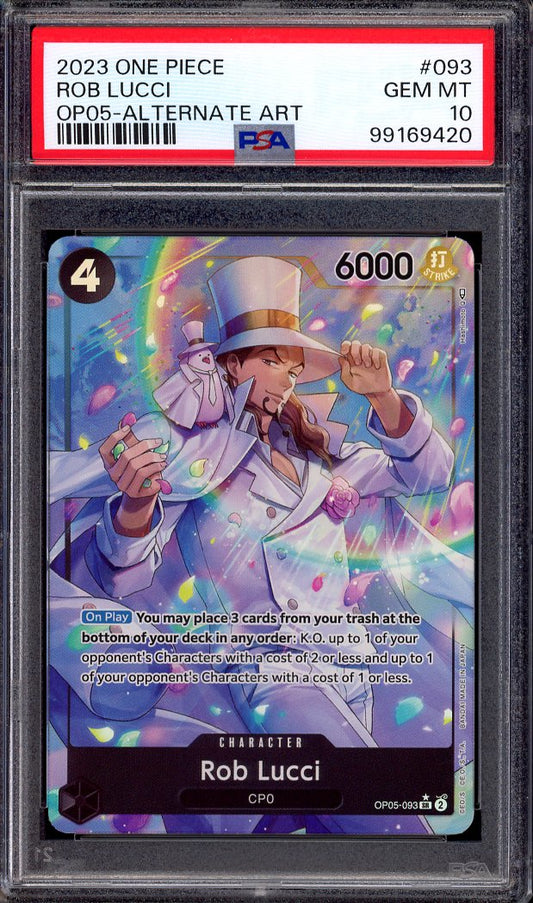 2023 One Piece OP05 Alternate Art Rob Lucci #93 PSA 10 GEM MINT