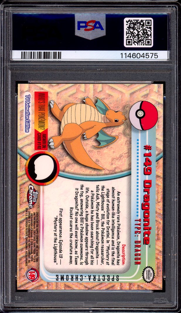 2000 Pokémon Topps Chrome TV Spectra Dragonite #149 PSA 10 GEM MINT