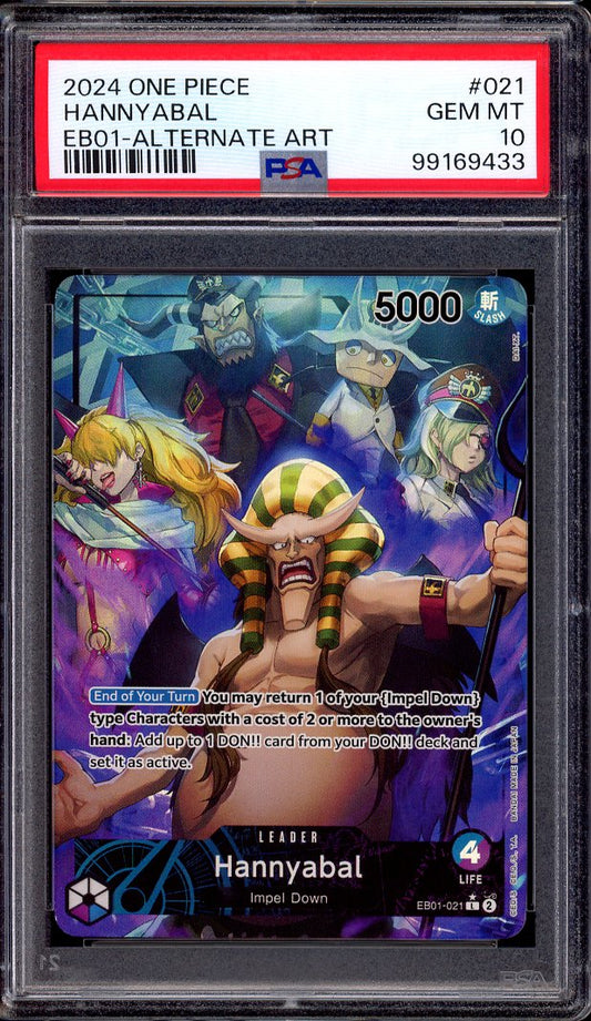 2024 One Piece EB01 Alternate Art Hannyabal #21 PSA 10 GEM MINT
