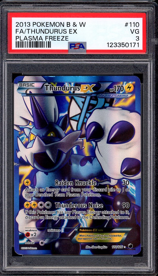 2013 Pokémon Black & White Plasma Freeze Full Art Thundurus EX #110 PSA 3 VG