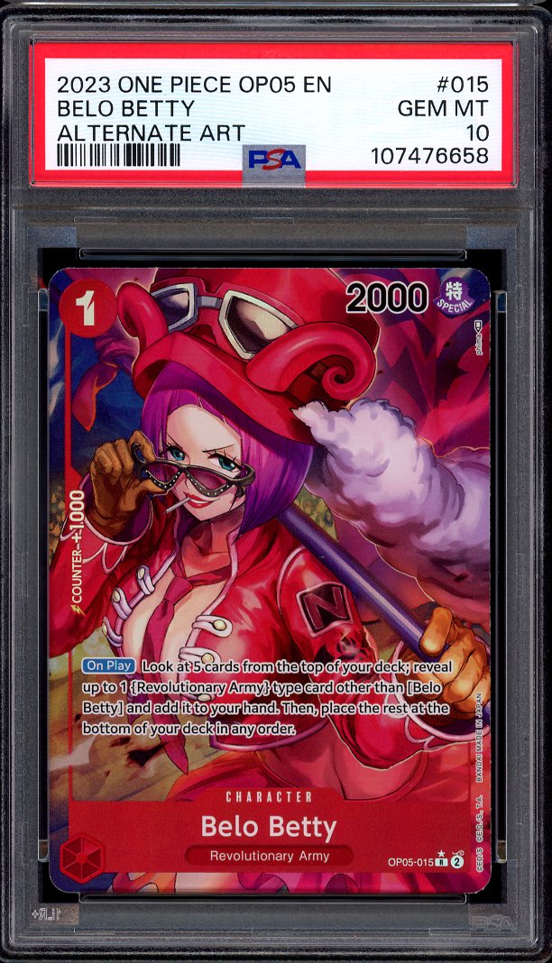 2023 One Piece OP05 Alternate Art Belo Betty #15 PSA 10 GEM MINT