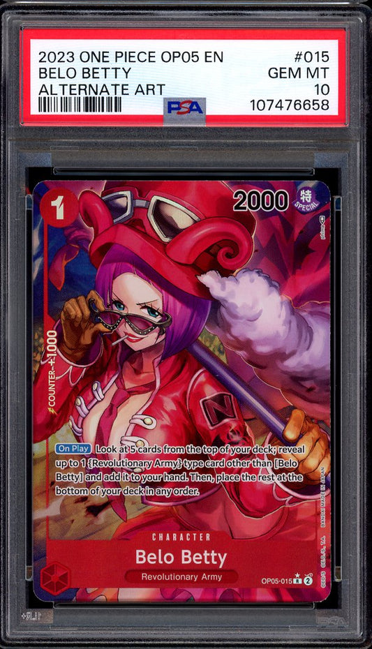 2023 One Piece OP05 Alternate Art Belo Betty #15 PSA 10 GEM MINT
