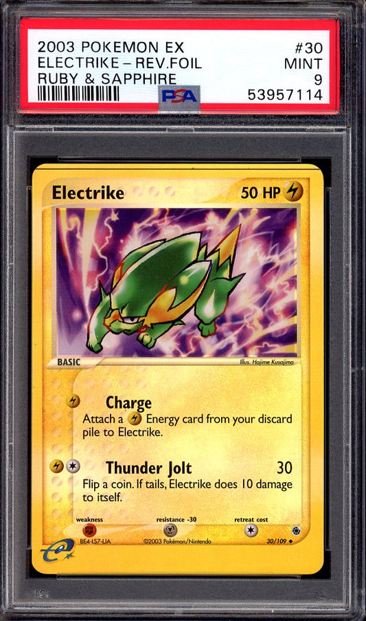 2003 Pokémon EX Ruy & Sapphire Electrike-Reverse Foil #30 PSA 9 MINT