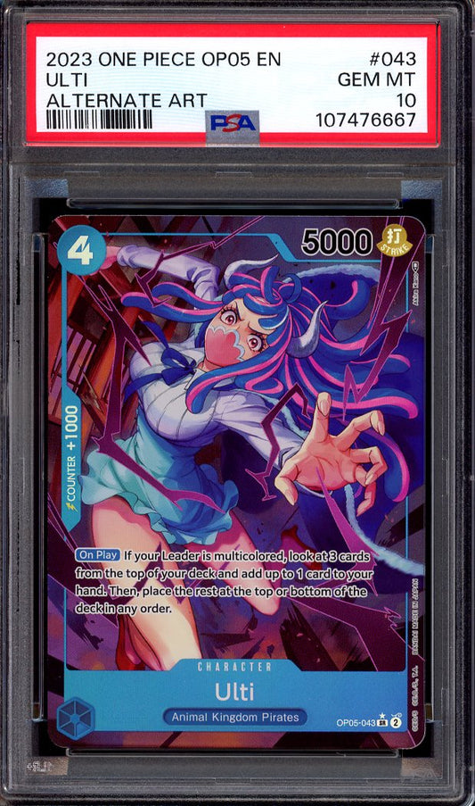 2023 One Piece OP05 Alternate Art Ulti #43 PSA 10 GEM MINT