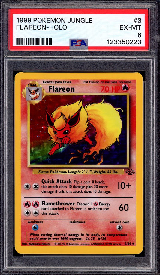 1999 Pokémon Jungle Flareon-Holo #3 PSA 6 EX-MT