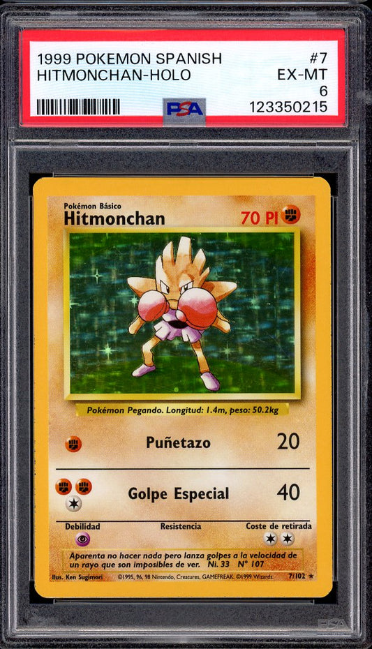 1999 Pokémon Spanish Hitmonchan-Holo #7 PSA 6 EX-MT