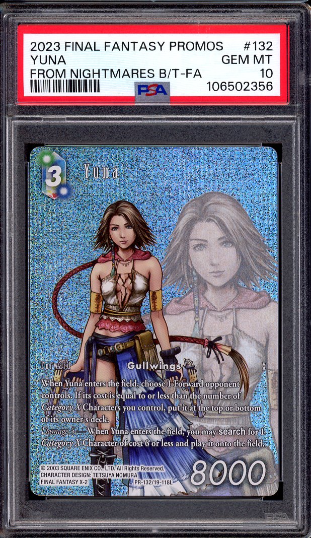 2023 Final Fantasy Promos From Nightmares Box Topper Full Art Yuna #132 PSA 10 GEM MINT