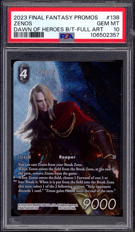 2023 Final Fantasy Promos Dawn of Heroes Box Topper Full Art Zenos #138 PSA 10 GEM MINT