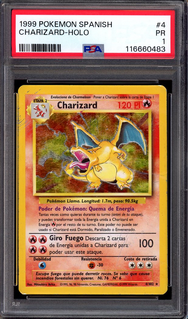 1999 Pokémon Spanish Charizard-Holo #4 PSA 1 POOR