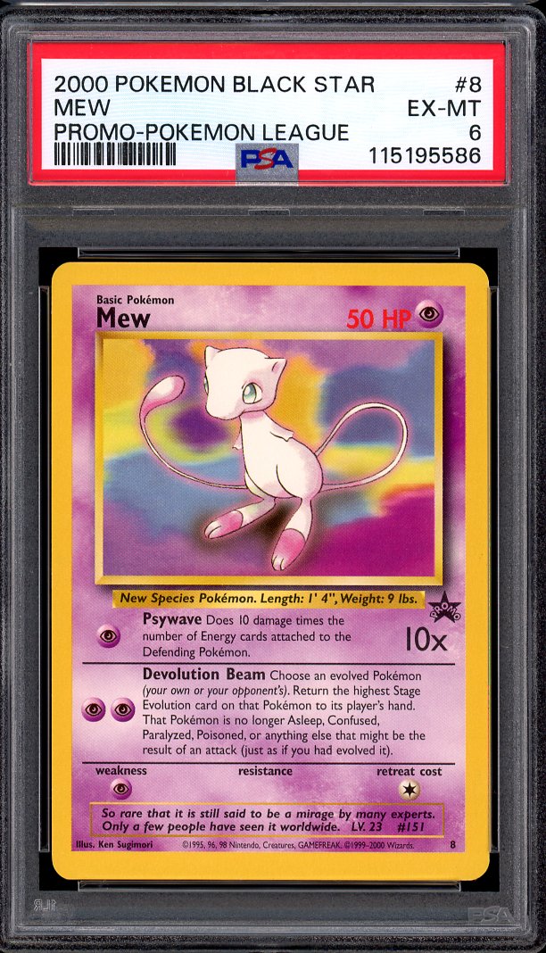 2000 Pokémon Black Star Promo League Mew #8 PSA 6 EX-MT