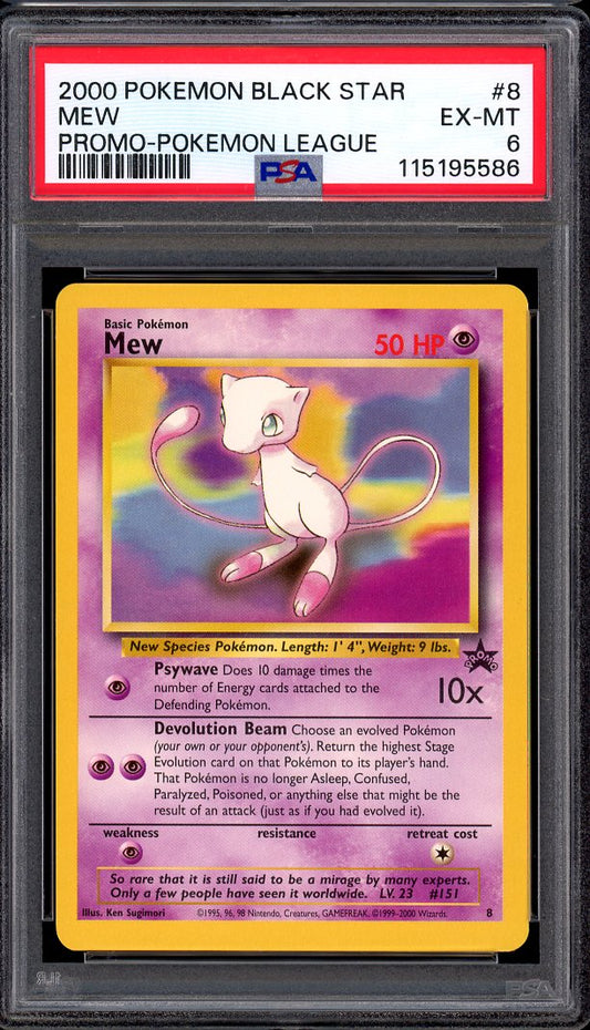 2000 Pokémon Black Star Promo League Mew #8 PSA 6 EX-MT