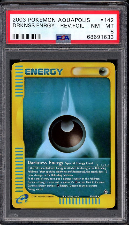 2003 Pokémon Aquapolis Darkness Energy-Reverse Foil #142 PSA 8 NM-MT