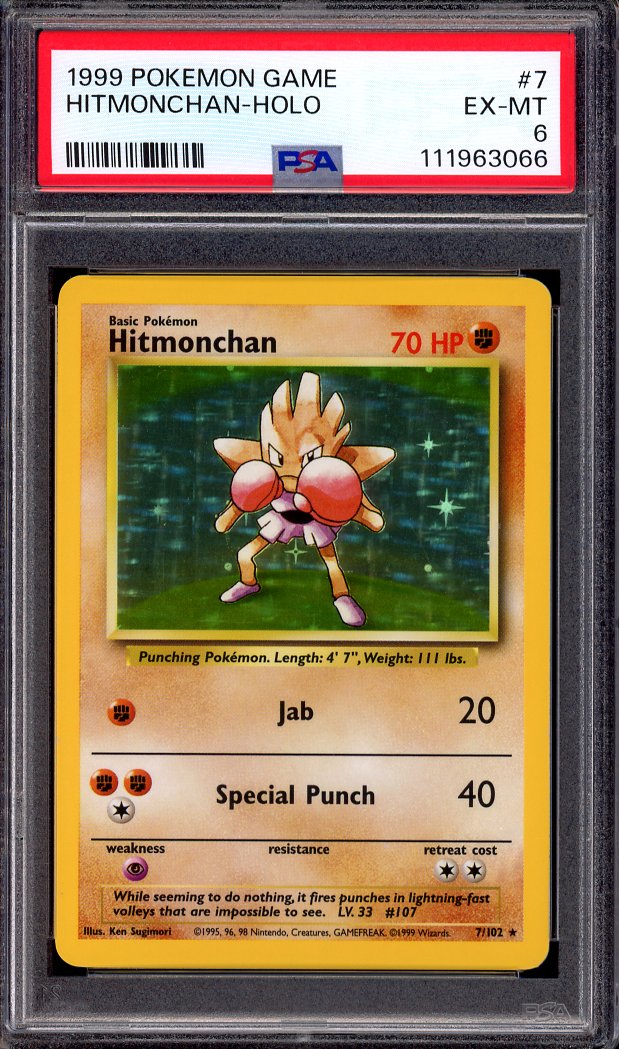 1999 Pokémon Game Hitmonchan-Holo #7 PSA 6 EX-MT