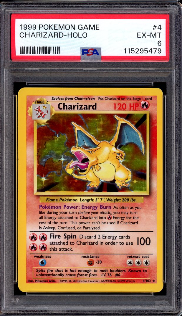 1999 Pokémon Game Charizard-Holo #4 PSA 6 EX-MT