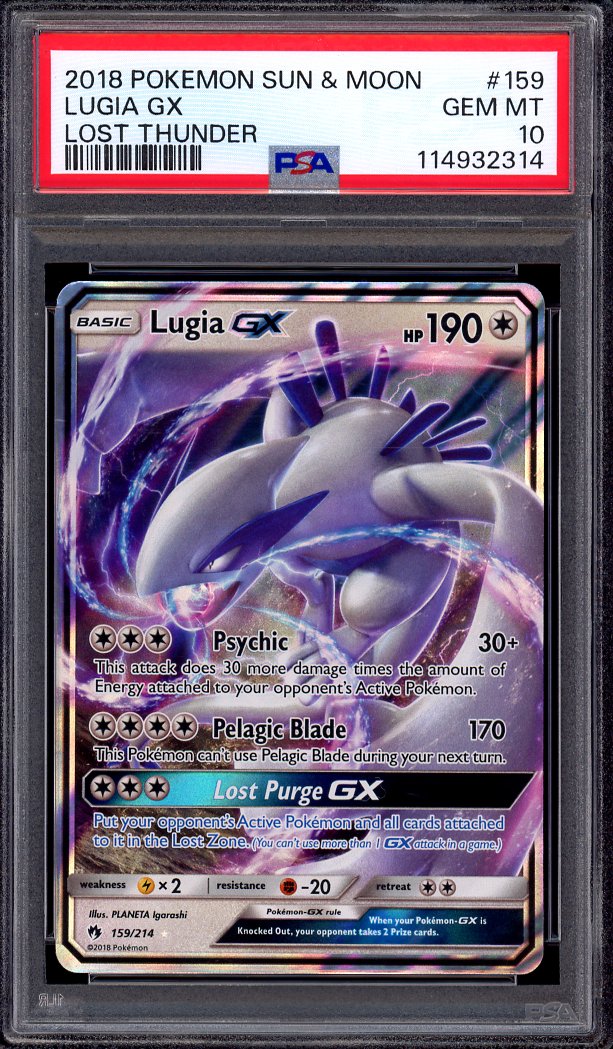 2018 Pokémon S&M Lost Thunder Lugia GX #159 PSA 10 GEM MINT