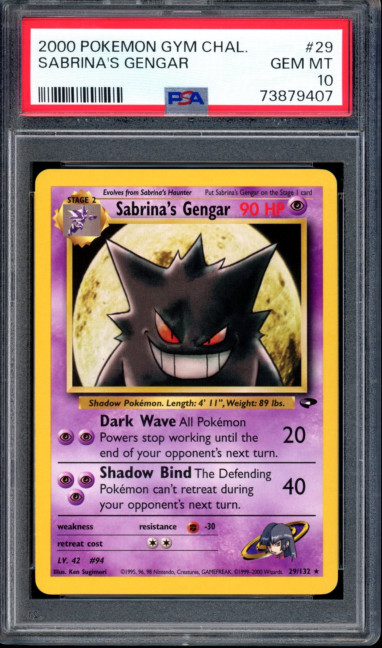 2000 Pokémon Gym Challenge Sabrina's Gengar #29 PSA 10 GEM MINT