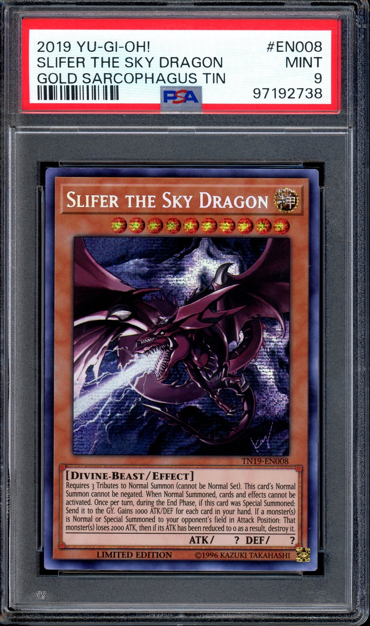 2019 Yu-Gi-Oh! Gold Sarcophagus Tin Slifer The Sky Dragon #EN008 PSA 9 MINT