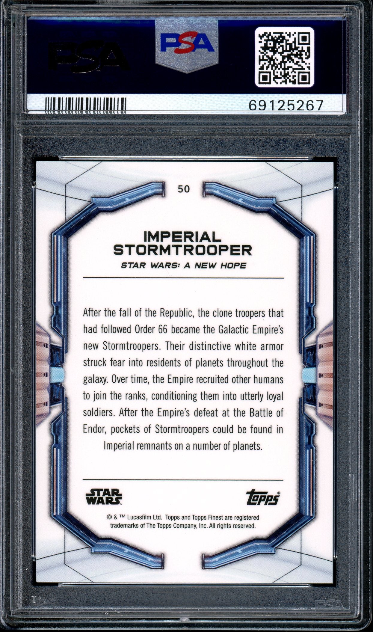 2022 Topps Finest Star Wars Blue Refractor Imperial Stormtrooper /150 #50 PSA 10 GEM MINT
