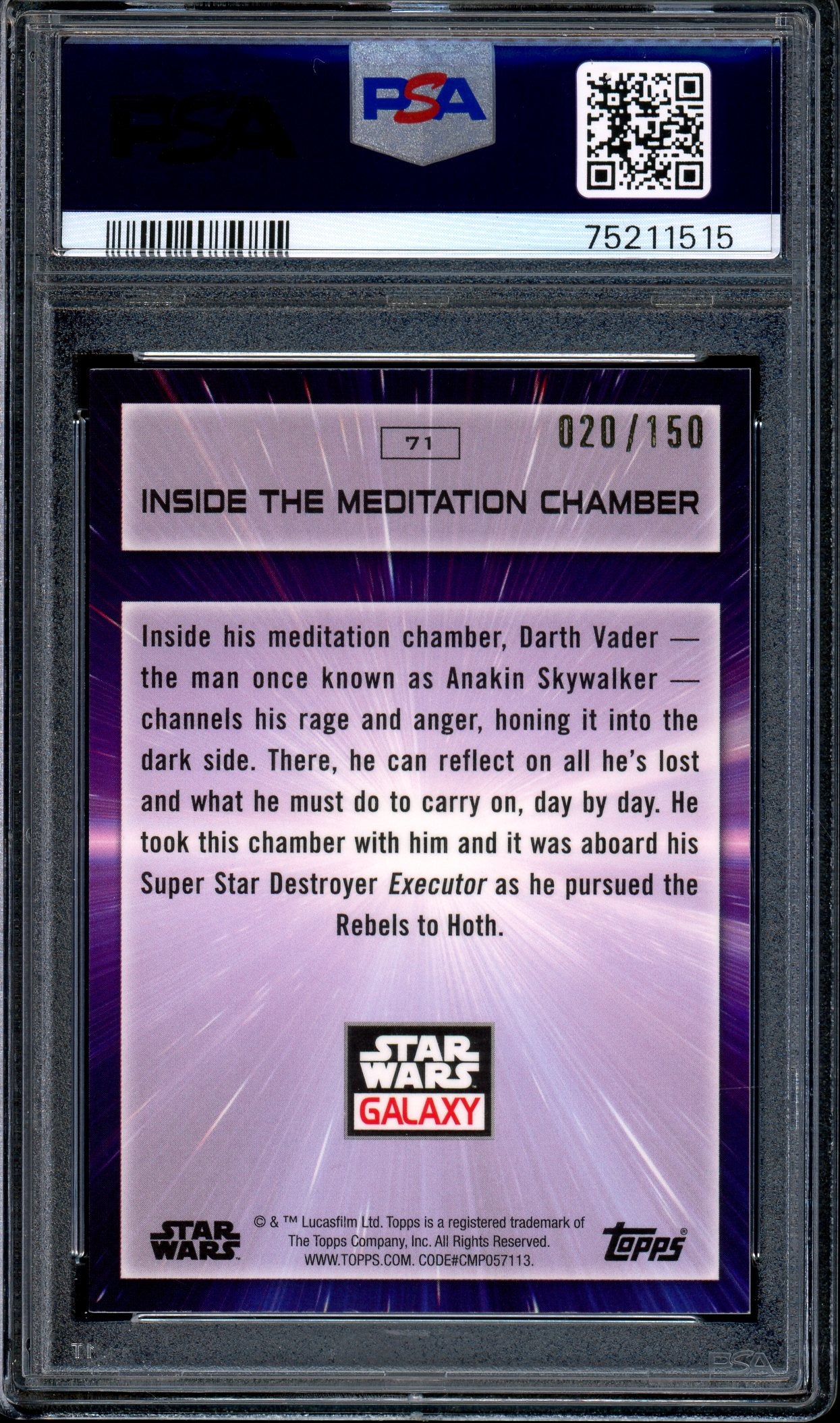2022 Topps Chrome Star Wars Galaxy Atomic Refractor Inside The Meditation Chamber #71 PSA 10 GEM MINT