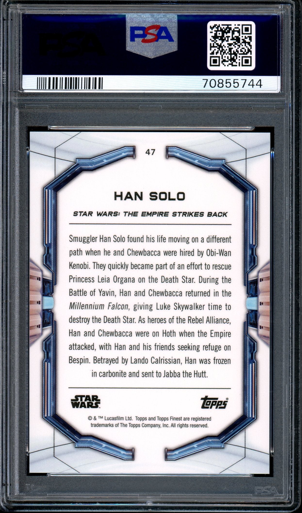 2022 Topps Finest Star Wars Red Refractor Han Solo 5/5 #47 PSA 10 GEM MINT