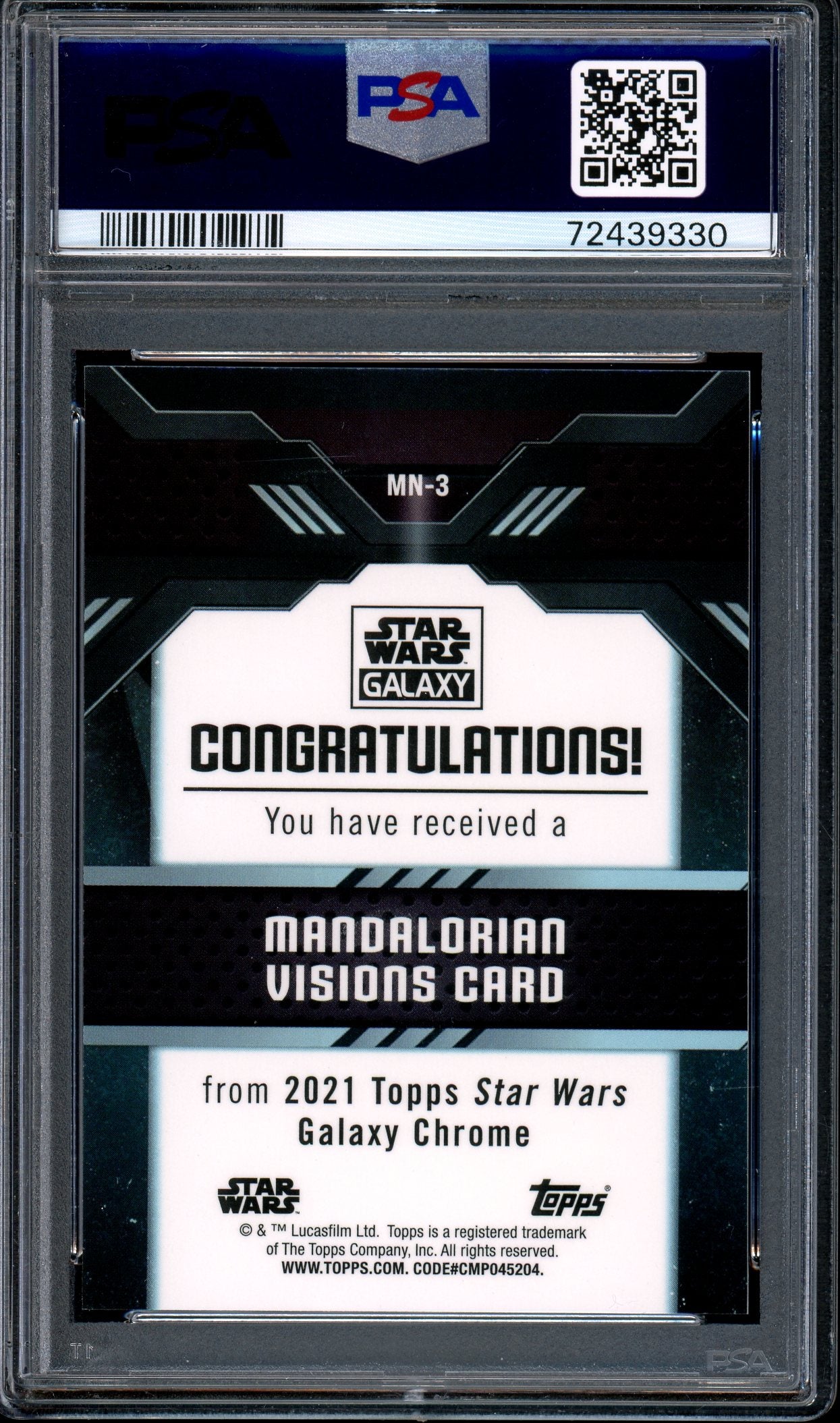 2021 Topps Chrome Star Wars Galaxy Mandalorian Visions Visions of Mandalore #MN3 PSA 10 GEM MINT