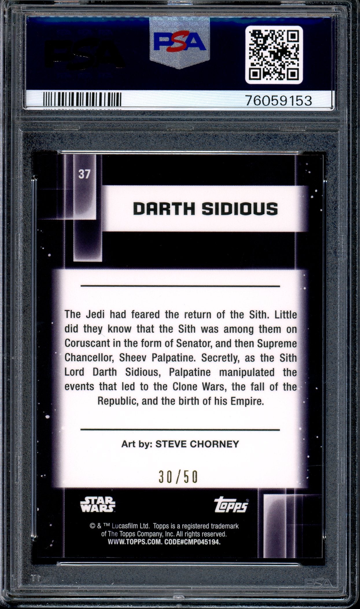 2021 Topps Chrome Star Wars Galaxy Mojo Refractor /50 #37 PSA 10 GEM MINT