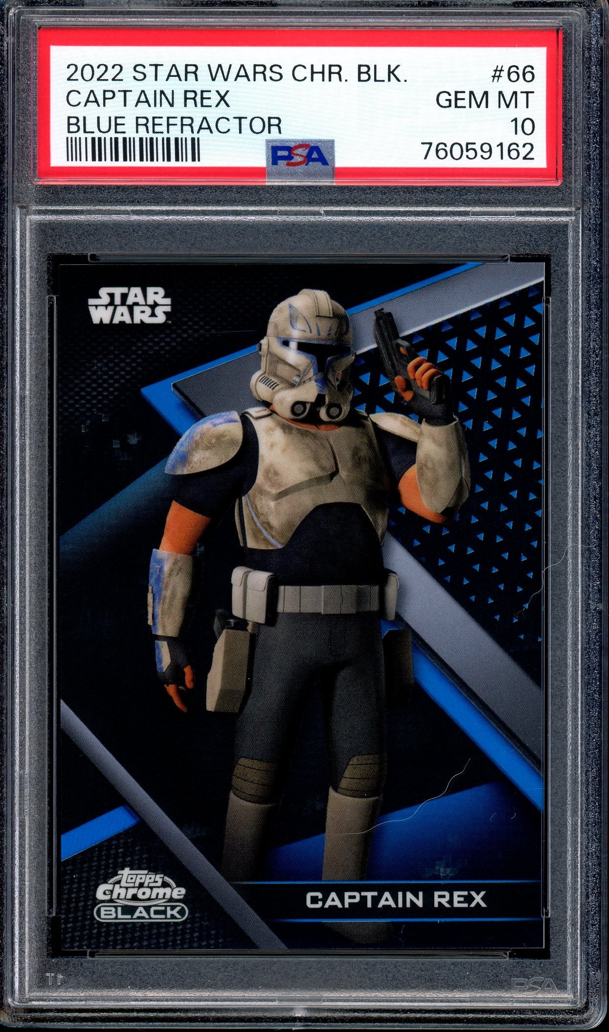 2022 Topps Chrome Black Star Wars Blue Refractor Captain Rex /75 #66 PSA 10 GEM MINT