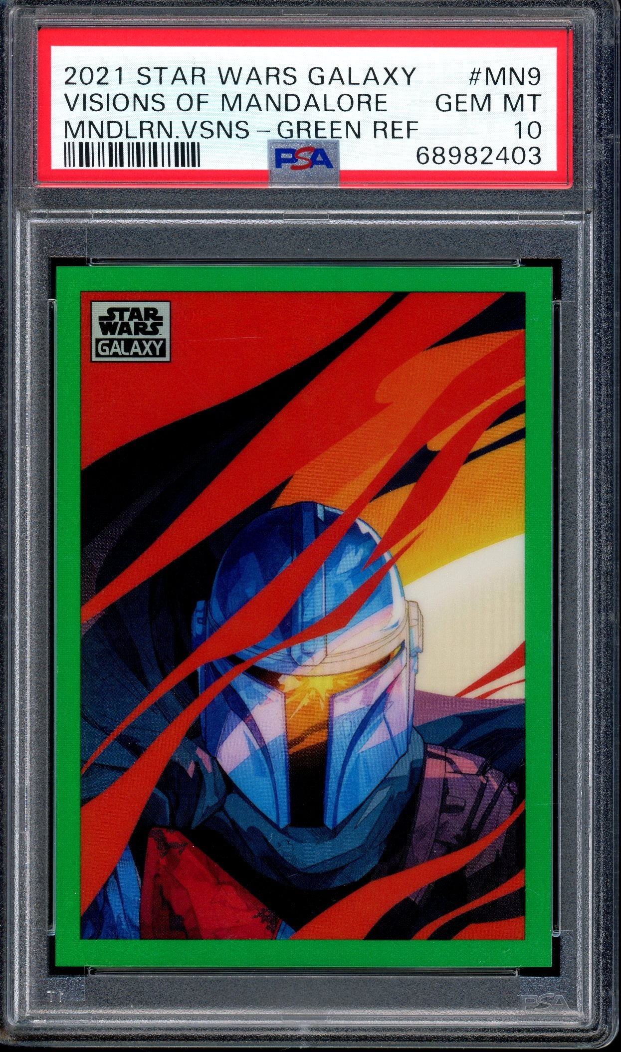 2021 Topps Chrome Star Wars Galaxy Green Refractor Visions of Mandalore /99 #MN9 PSA 10 GEM MINT