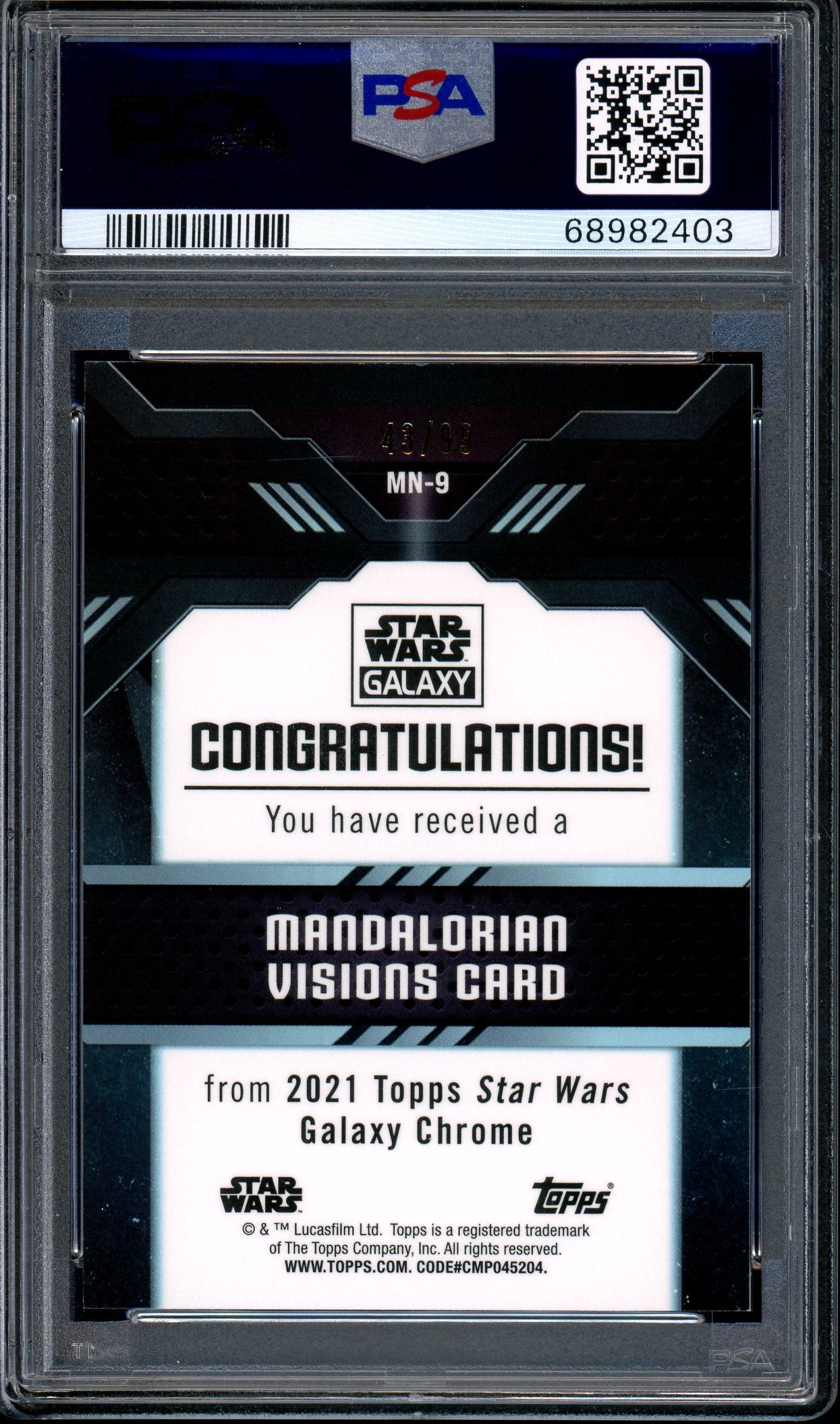 2021 Topps Chrome Star Wars Galaxy Green Refractor Visions of Mandalore /99 #MN9 PSA 10 GEM MINT