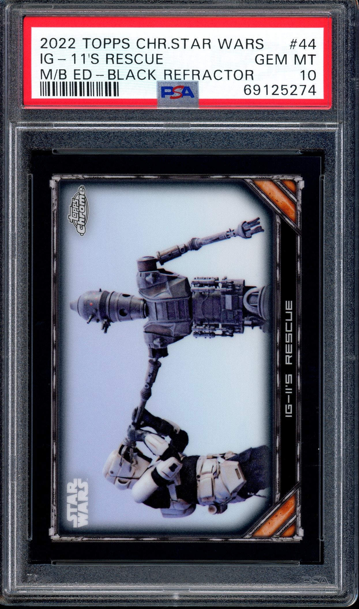 2022 Topps Chrome Star Wars Black Refractor IG-11's Rescue /10 #44 PSA 10 GEM MINT
