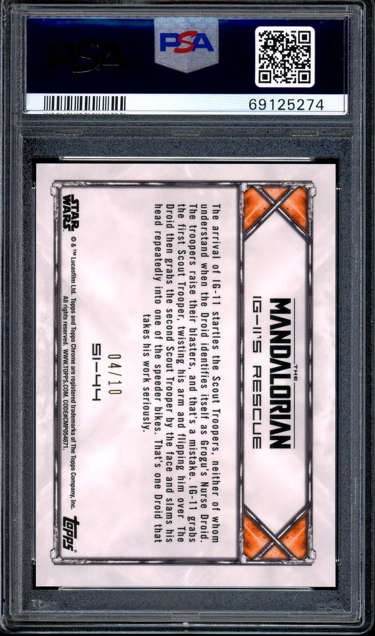 2022 Topps Chrome Star Wars Black Refractor IG-11's Rescue /10 #44 PSA 10 GEM MINT